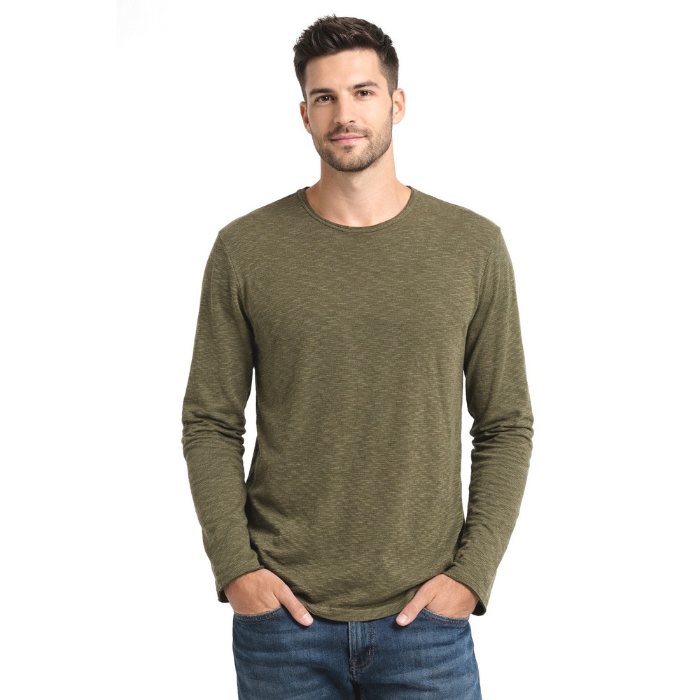 REVIEW‎ Mens Olive Green Long Sleeve Crew Neck Textured Cotton Blend L 99-34